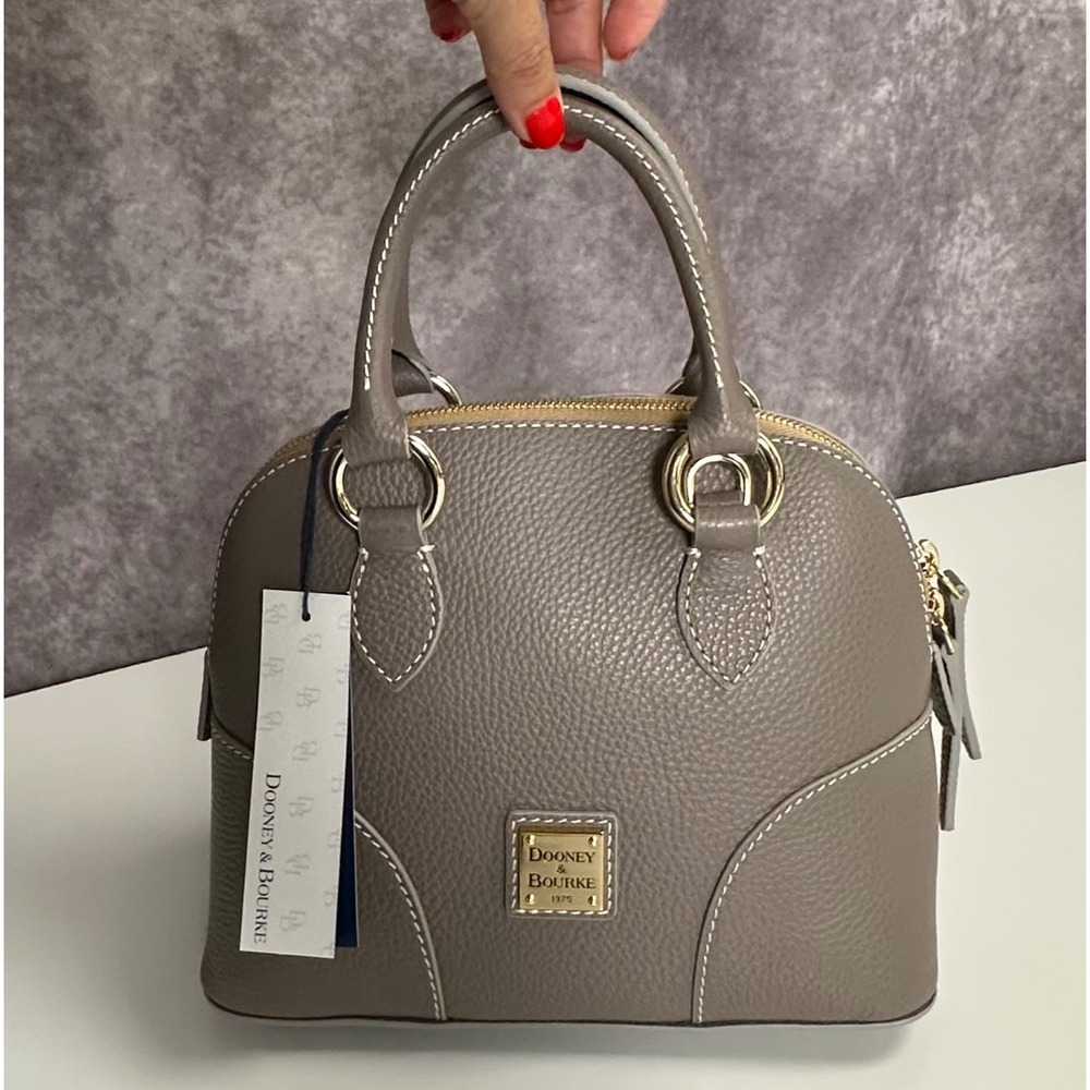 Dooney & Bourke Small Satchel Grey Pebbled Leather Dome Handbag Elephant NWT